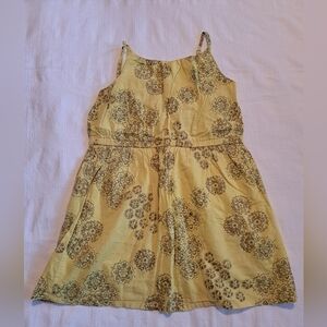 Peek girls size Medium 6-7 above knee dress, yellow, gray, brown sleeveless